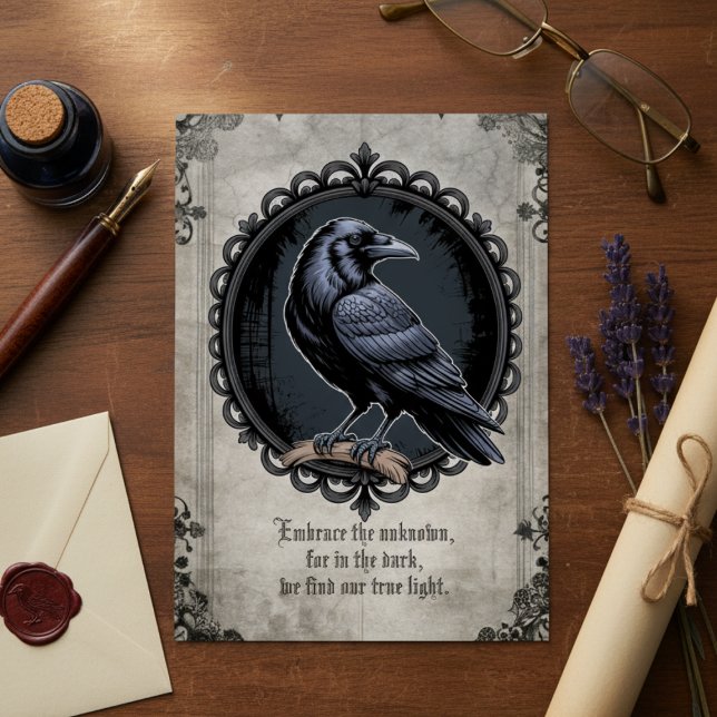 Art gothique du corbeau (Gothic Raven blank note card)