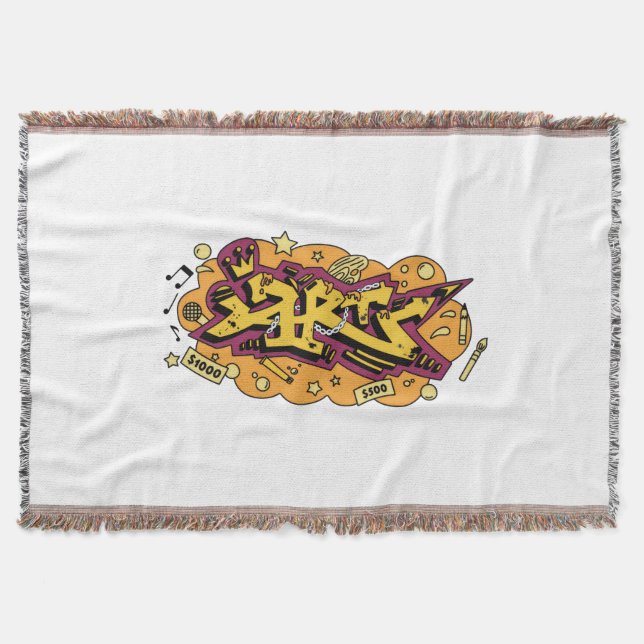 Art graffiti hand drawing throw blanket (Front)