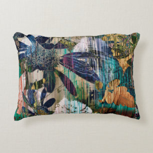 art graphic and watercolor autumn colorful backgro accent pillow
