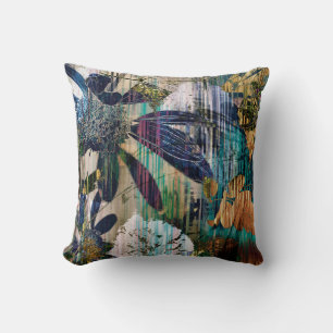 art graphic and watercolor autumn colorful backgro throw pillow