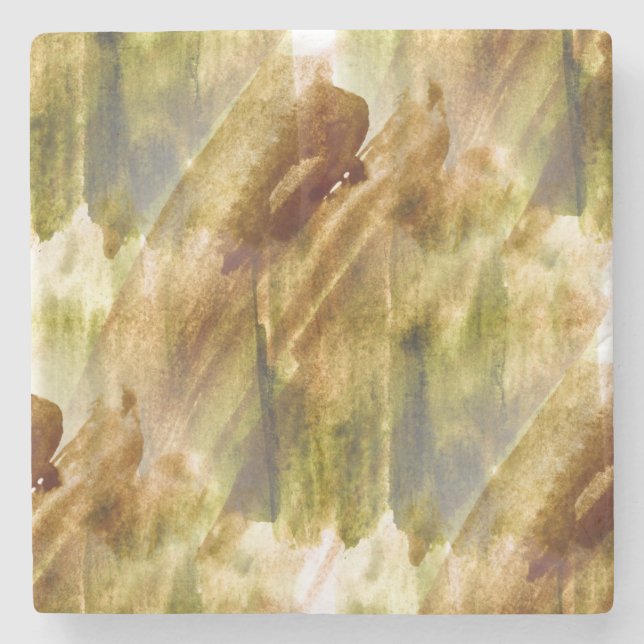 art green, brown hand paint background seamless stone coaster (Front)