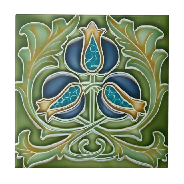 art green flower tiles (Front)