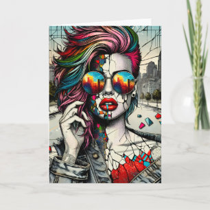 Art Grunge   Femme Abstraite Brisée Carte Vierge