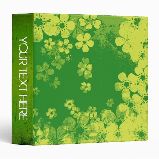 Art grunge green floral pattern and modern design binder (Front/Spine)