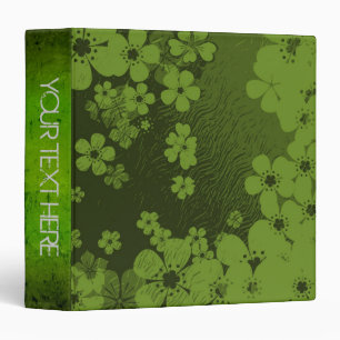 Art grunge green floral pattern binder