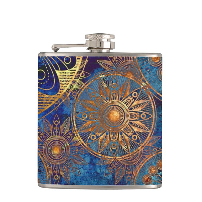 Art grunge pattern hip flask (Front)