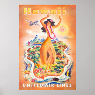 Art hawaïen Impression Hawaii Affiche de voyage Un