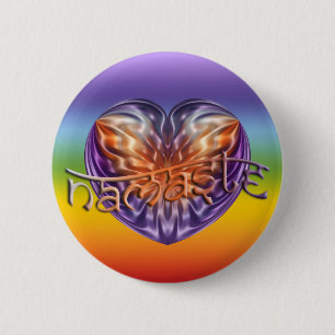 ART Heart NAMASTE chakren colour 2 Inch Round Button
