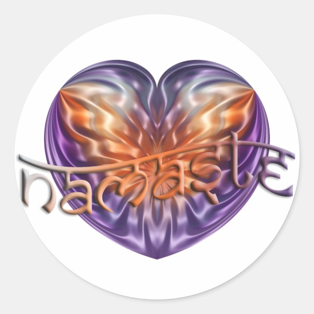 ART Heart NAMASTE Classic Round Sticker (Front)