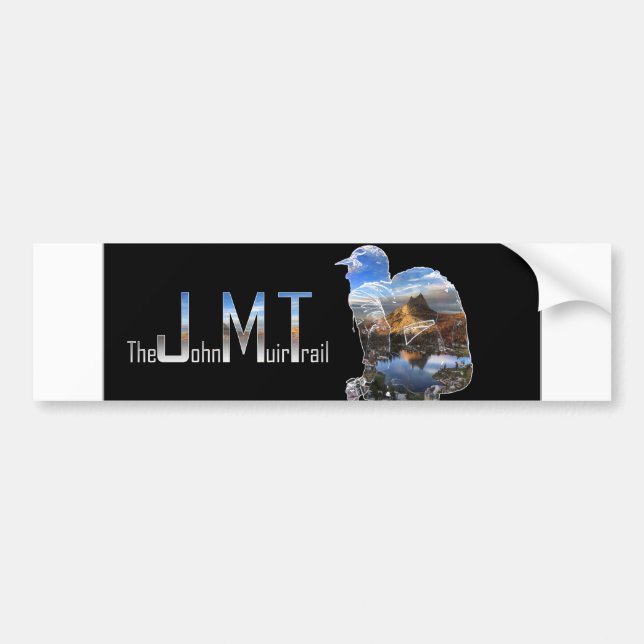 Art - Hiker Silhouette - John Muir Trail Text Bumper Sticker (Front)