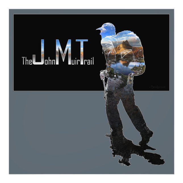 Art - Hiker Silhouette - John Muir Trail Text Photo Print (Front)