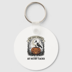 Art History Teacher Shirt with Spooky Pumpkin Engr Keychain