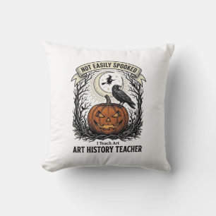 Art History Teacher Shirt with Spooky Pumpkin Engr Throw Pillow