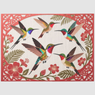 Art Illustration of Hummingbirds in Mid-Flight Tissue Paper
