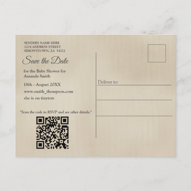 Art illustration of modern-style simplistic birds announcement postcard (Back)