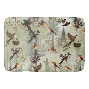Art illustration of modern-style simplistic birds bath mat