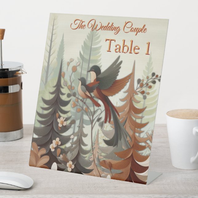 Art illustration of modern-style simplistic birds pedestal sign (In SItu)