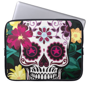 art illustration of skull ornamentsflower, skull, laptop sleeve