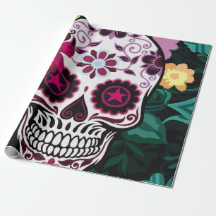 art illustration of skull ornamentsflower, skull, wrapping paper