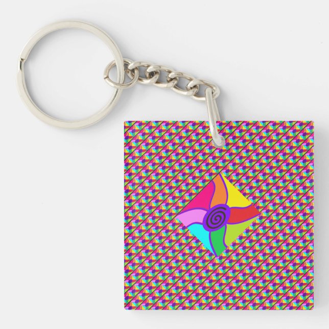  Art in bright dazzling mixed colors and pattern   Keychain (Front)