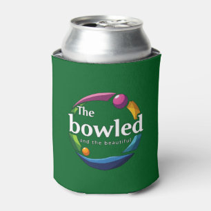 "Art in Motion: Circular Lawn Bowls Bowled Logo, Can Cooler
