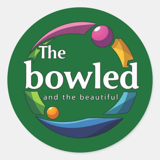 "Art in Motion: Circular Lawn Bowls Bowled Logo, Classic Round Sticker (Front)