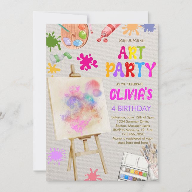 Art in Party Birthday Invitation (Front)