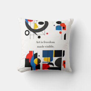 “Art Is Freedom Made Visible” Quote on Abstract Ge Throw Pillow