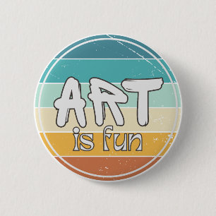 Art is fun, Colourful Round Retro Design 2 Inch Round Button