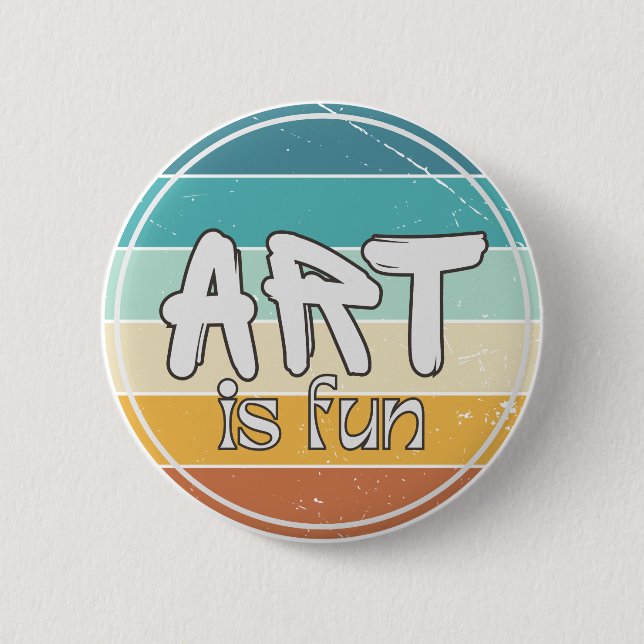 Art is fun, Colourful Round Retro Design 2 Inch Round Button (Front)