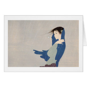 Art japonais de femme de pluie fine de Nakajima