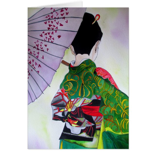 Art japonais de geisha avec le kimono et le (Devant)