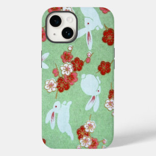Art japonais - Sakuras et lapins iPhone 14 Coque