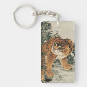 Art japonais vintage du tigre d'Edo dans une forêt