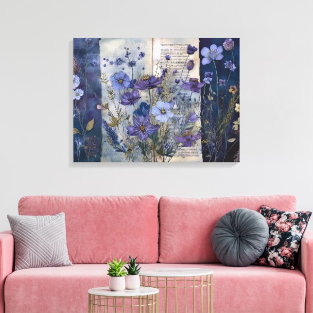 Art Journal Pages: Faded Blues Canvas Print (Insitu(LivingRoom))