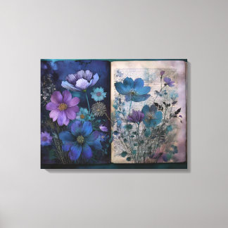 Art Journal Pages: Vintage Blues Canvas Print