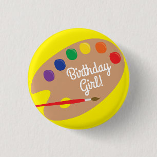Art Kids Birthday Party Painting 1 Inch Round Button