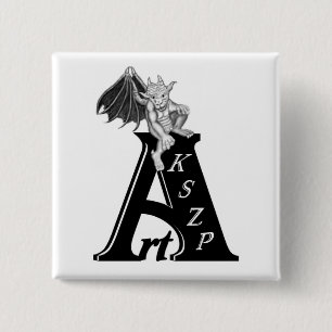 Art KSZP Logo mit Golem Gargoyle 2 Inch Square Button