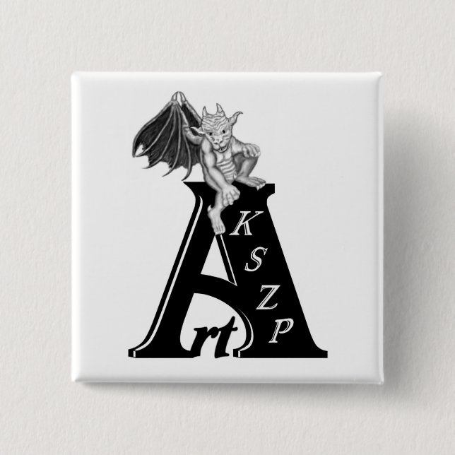 Art KSZP Logo mit Golem Gargoyle 2 Inch Square Button (Front)