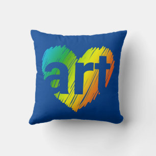 Art Lover, Big Heart with word Art, Creative Art  Throw Pillow
