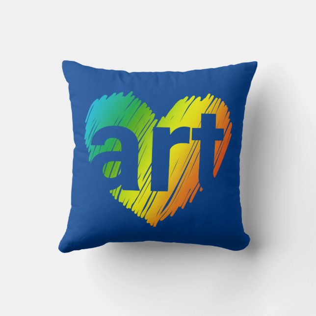 Art Lover, Big Heart with word Art, Creative Art  Throw Pillow (Back)