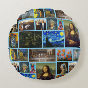 Art Masterpieces, Blue Round Pillow