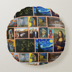 Art Masterpieces, Tan Round Pillow