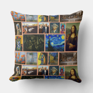 Art Masterpieces, Tan Throw Pillow
