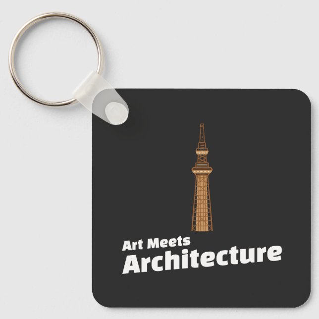 Art Meets Architecture  Architect Art Illustration Keychain (Front)