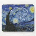 Art Meets Math, Van Gogh Meets Fibonacci Card Mouse Pad<br><div class="desc">Vincent van Gogh meets Leonardo Fibonacci. Fibonacci spiral superimposed on elements of van Gogh's famous painting.</div>