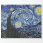 Art Meets Math, Van Gogh Meets Fibonacci Card Wrapping Paper<br><div class="desc">Vincent van Gogh meets Leonardo Fibonacci. Fibonacci spiral superimposed on elements of van Gogh's famous painting.</div>