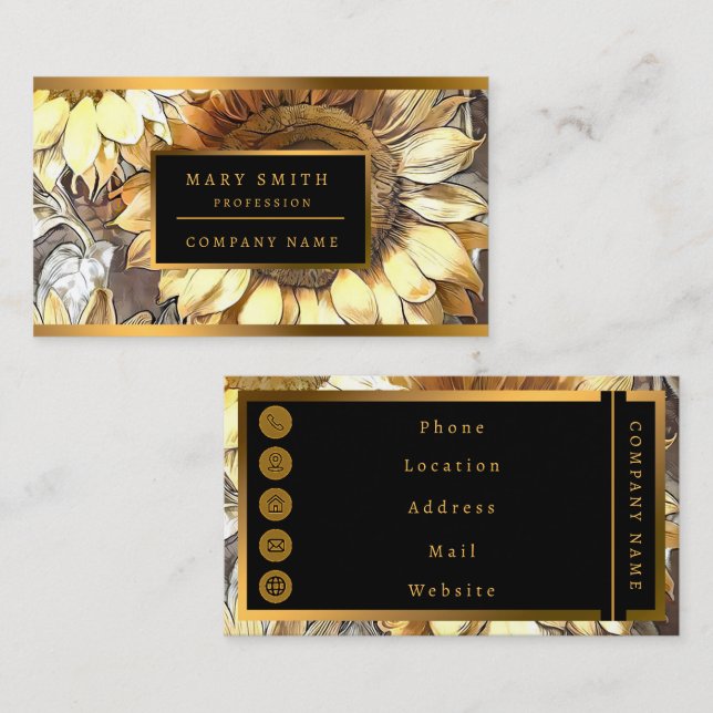 Art Modern Sunflowers On Field Collection Business Business Card (Front/Back)
