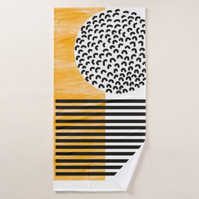 Art moderne du milieu du siècle orange et noir  (Serviette de bain)