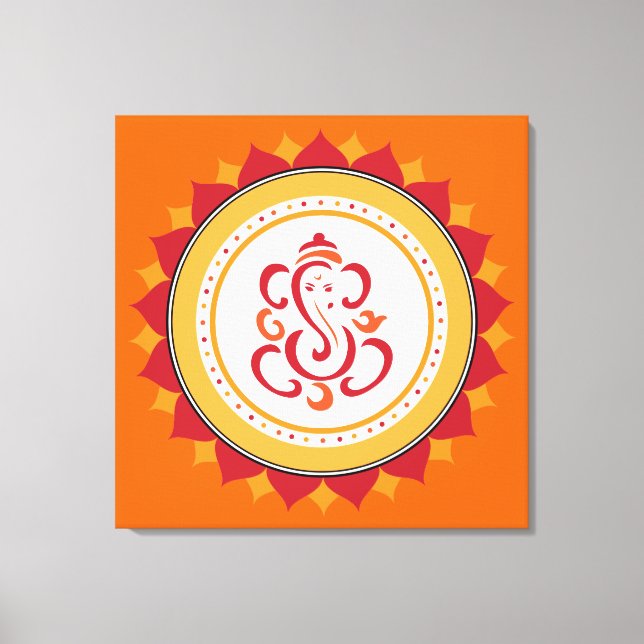 Art Moderne Ganesha Enveloppé Toile Mur Art (Recto)